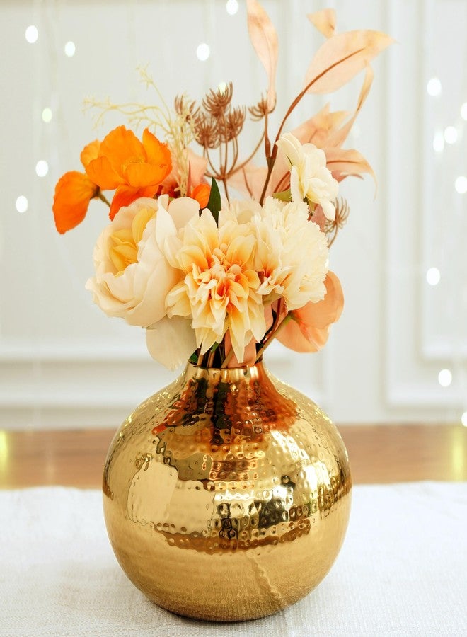 BEHOMA Metal Round Flower Vase for Home Decor | Table Decorative Item for Bedroom Living Room Office | Best Gift for Wedding Festivals Birthday | Golden Large 1PC (Flower not Included) - Image 3